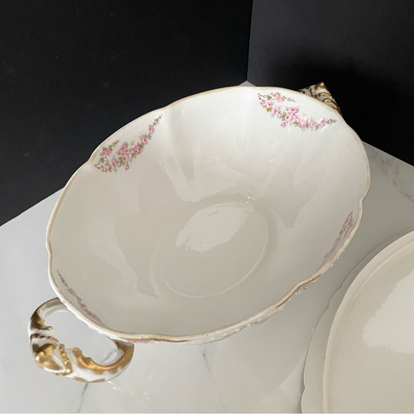 Pink Roses Floral & Gold Tureen - Elite Limoges - Picture 7 of 15